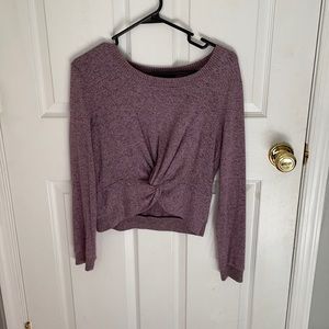 purple cropped long sleeve shirt
